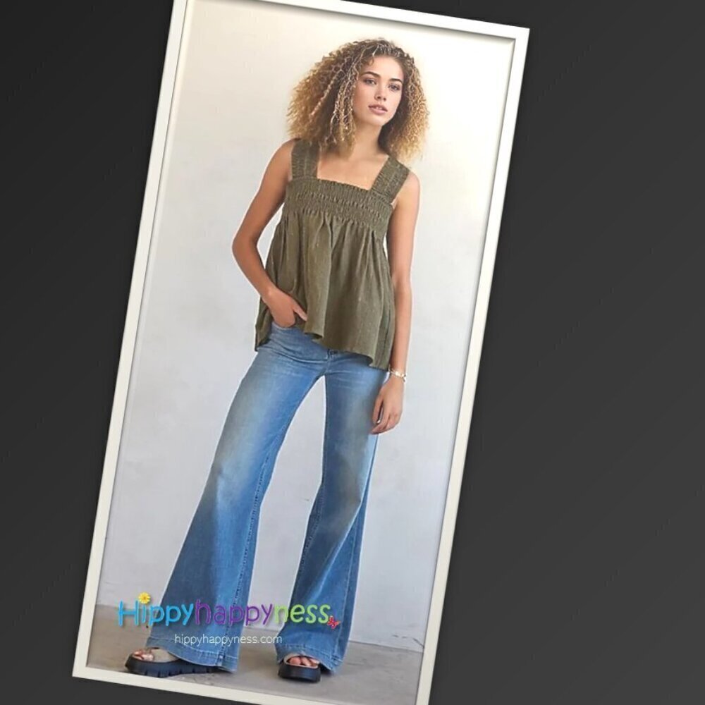 NWT By Together Brand Linen Babydoll Sleeveless Top Tank SML